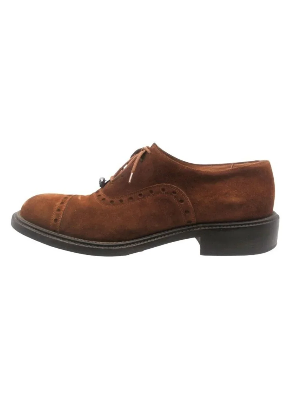 Versace Gianni Dress Shoes Medusa Straight Toe Suede Wingtip Leather Brown 7